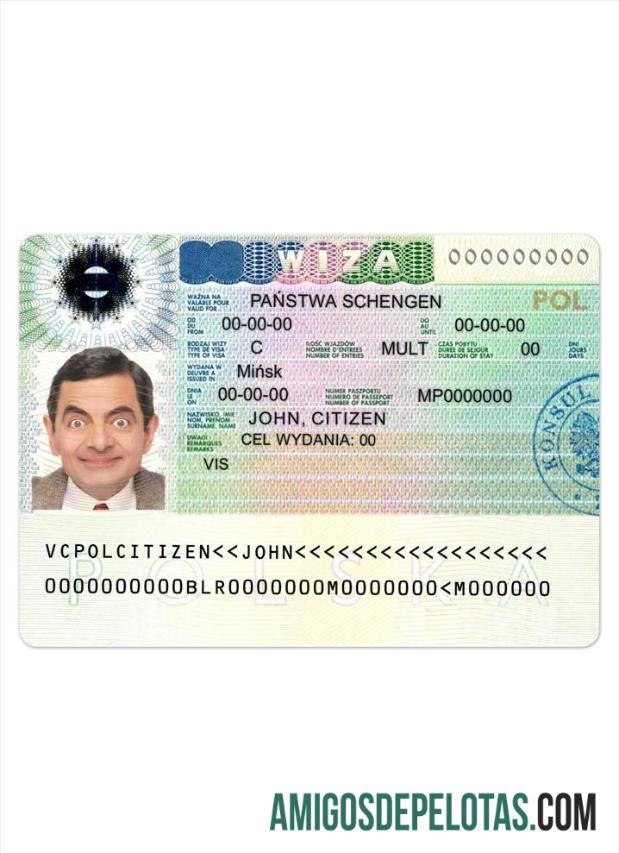 Visto Schengen para a Polônia exemplo